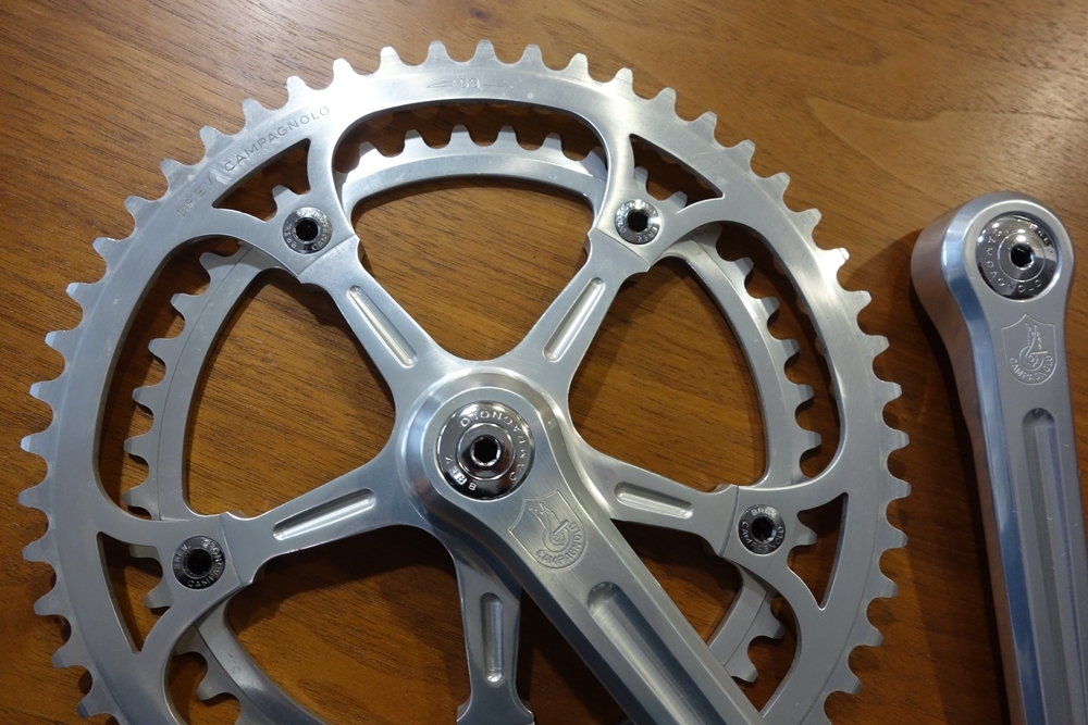 Campagnolo カンパニョーロ 旧SUPER RECORD STRADA クランクセット 165mm 53t 43t 新品デッドストック 1980年代製 ビンテージ_画像3