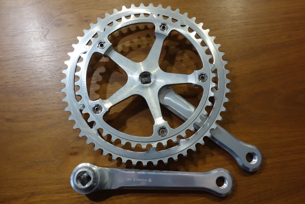 Campagnolo カンパニョーロ 旧SUPER RECORD STRADA クランクセット 165mm 53t 43t 新品デッドストック 1980年代製 ビンテージ_画像6
