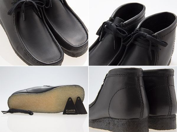 新品/CLARKS ORIGINALS/クラークス オリジナルズ/WALLABEE BOOT/ワラビー ブーツ/BLACK LEATHER/ブラック レザー/黒/26155512/27.0cm_画像3