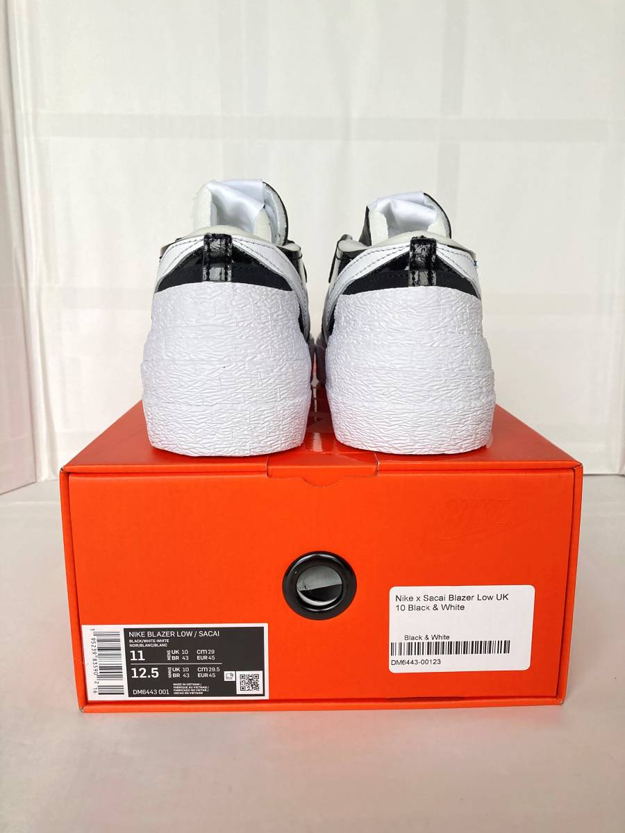 新品未使用 29.0cm Nike Sacai BLAZER LOW Black White Patent Leather