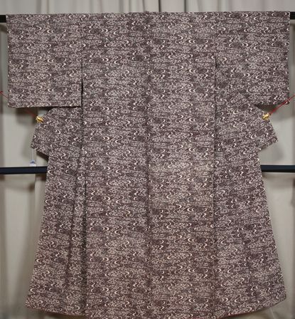 新作 絹100％ 紬地一越縮緬 江戸小紋染着物 誂仕立 中古品 仕立て