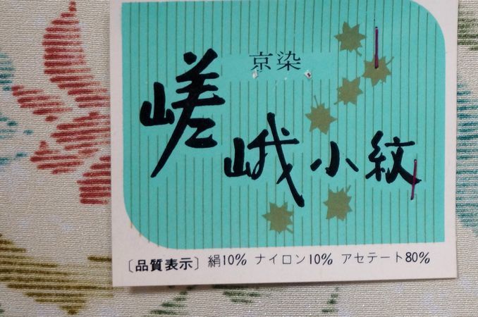 絹10％、アセテート80％、ナイロン10％　　一越織物　小紋染着尺地　　　丸巻反物_画像3