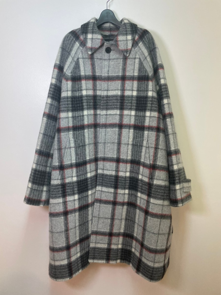 ☆BALENCIAGA バレンシアガ☆18AW BrushedWool Check Opera Coat ウールチェックコート_画像1