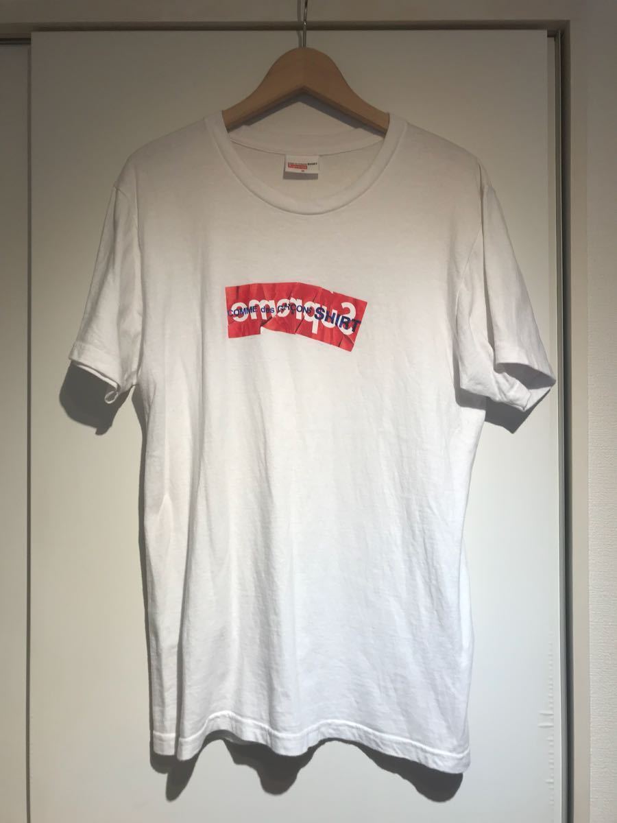 確実正規品☆SUPREME COMME des GARCONS SHIRT シュプリーム コムデギャルソン シャツ☆ Box Logo Tee ボックス ロゴ Tシャツ ホワイト M