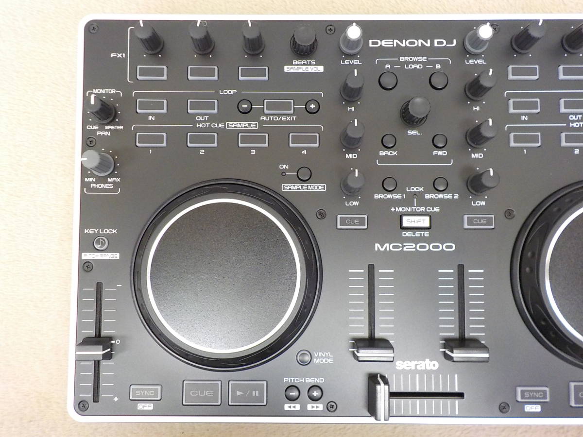 T840 美品中古 送料無料無料 DENON DJ serato MC2000 オールインワン USB MIDI DJコントローラー オーディオインターフェース内蔵_画像3