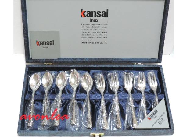 kansai inox 山本寛斎 コーヒースプーン＆姫フォーク10点セット(デザート/カトラリー/ティータイム/カクセー_シンプルで使いやすいセットです。