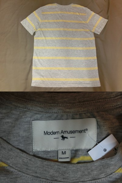 ☆USA購入【Modern Amusement】モダンアミューズメント ボーダー柄ポケット付TシャツUS M☆_画像3