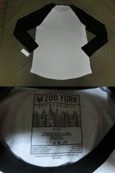 USA購入 アメカジ【ZOOYORK】ズーヨーク NY高層ビル街並みプリントロングスリーブTシャツUS S 白黒_画像3