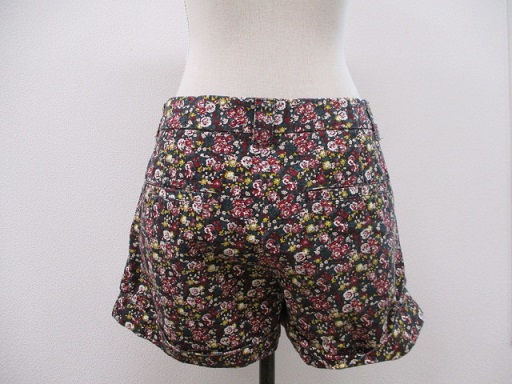 1239[ free shipping ]LOWRYS FARM Lowrys Farm lady's short pants L multi spring summer total pattern floral print roll up hem cotton 100% casual 