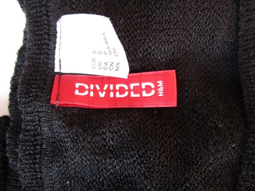 1179【難あり特価 送料無料】H&M DIVIDED エイチアンドエム ディバイデッド 長袖 ニット セーター EUR/S ブラック シンプル 透け感 薄手_画像3