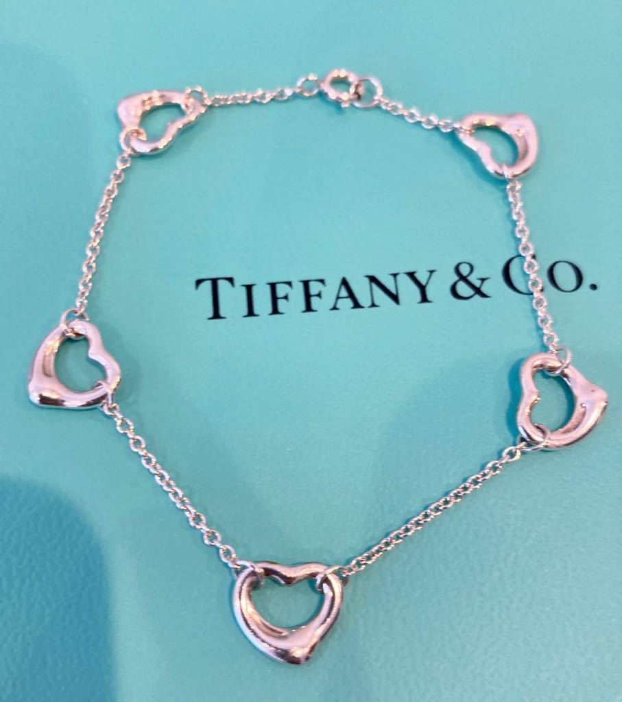 新品 正規品 ティファニー アンドコー　tiffany&co ブレスレット ファイブハート　シルバー ケース 巾着 紙袋 リボン ハート