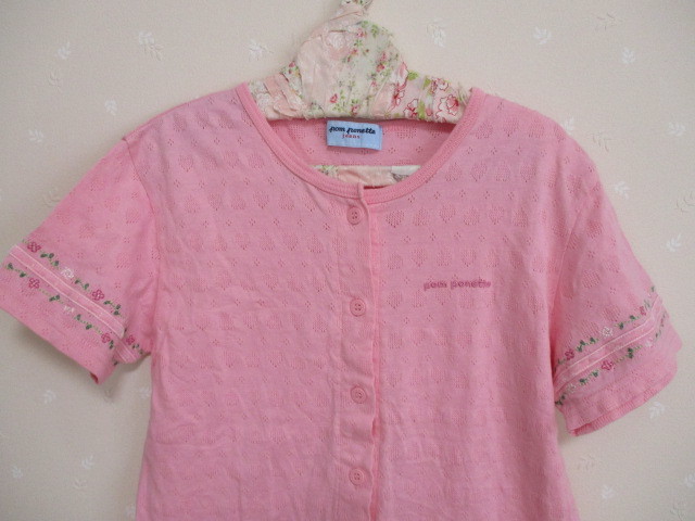 # Pom Ponette # pretty short sleeves cardigan 130. pink 20510