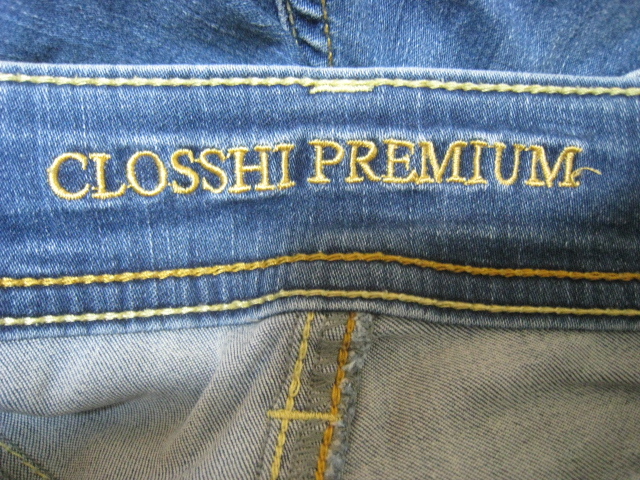 CLOSSHI PREMIUM クロッシープレミアム しまむら ボトムス デニム ジーンズ ジーパン スキニー ダメージ加工 インディゴ ウエスト61_画像8