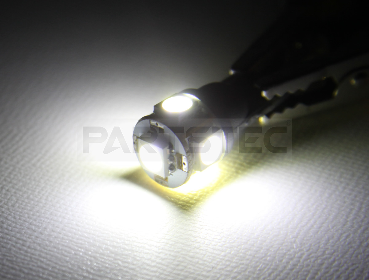 T10 LED ショート バルブ 3chip 5050SMD×5発 ホワイト 白 10個セット12V ウェッジ 爆光 ポジション ナンバー灯 /46-56×10 F-5_画像3