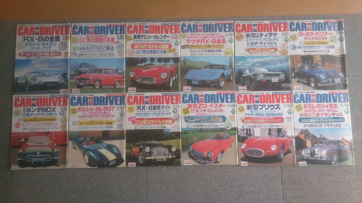 CAR&DRIVER カーアンドドライバー(2003年全24冊complete)　2003年1月10日号　通巻26巻1号～2003年12月26日号　通巻26巻24号（全24冊set）