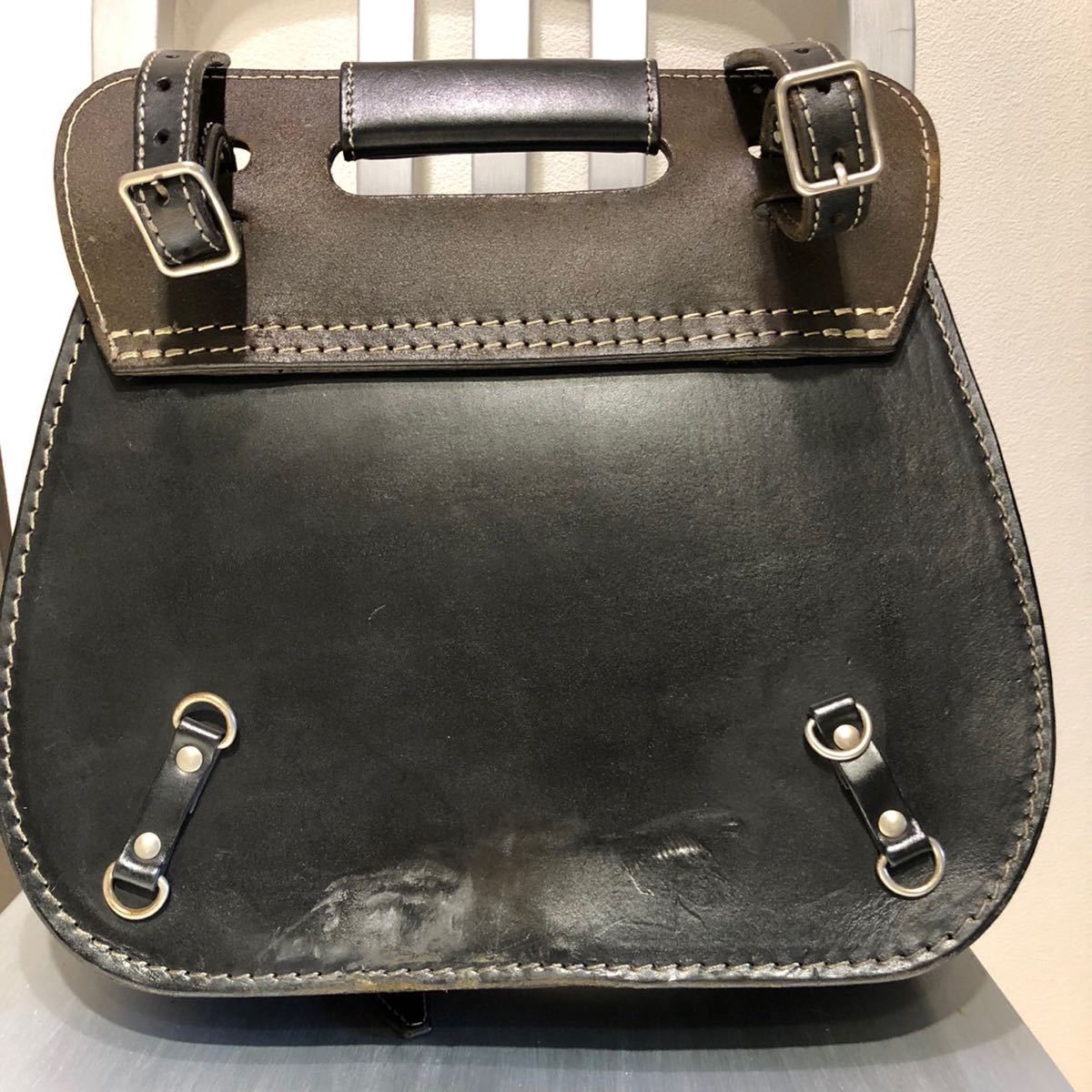 即決】美品 本革 DEGNER サドルバッグ コンチョ付 デグナー サイド