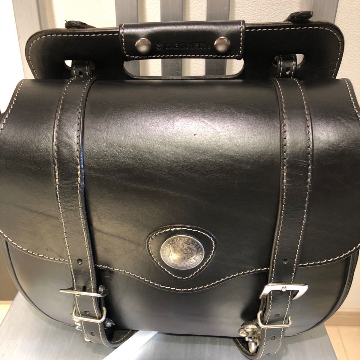 即決】美品 本革 DEGNER サドルバッグ コンチョ付 デグナー サイド