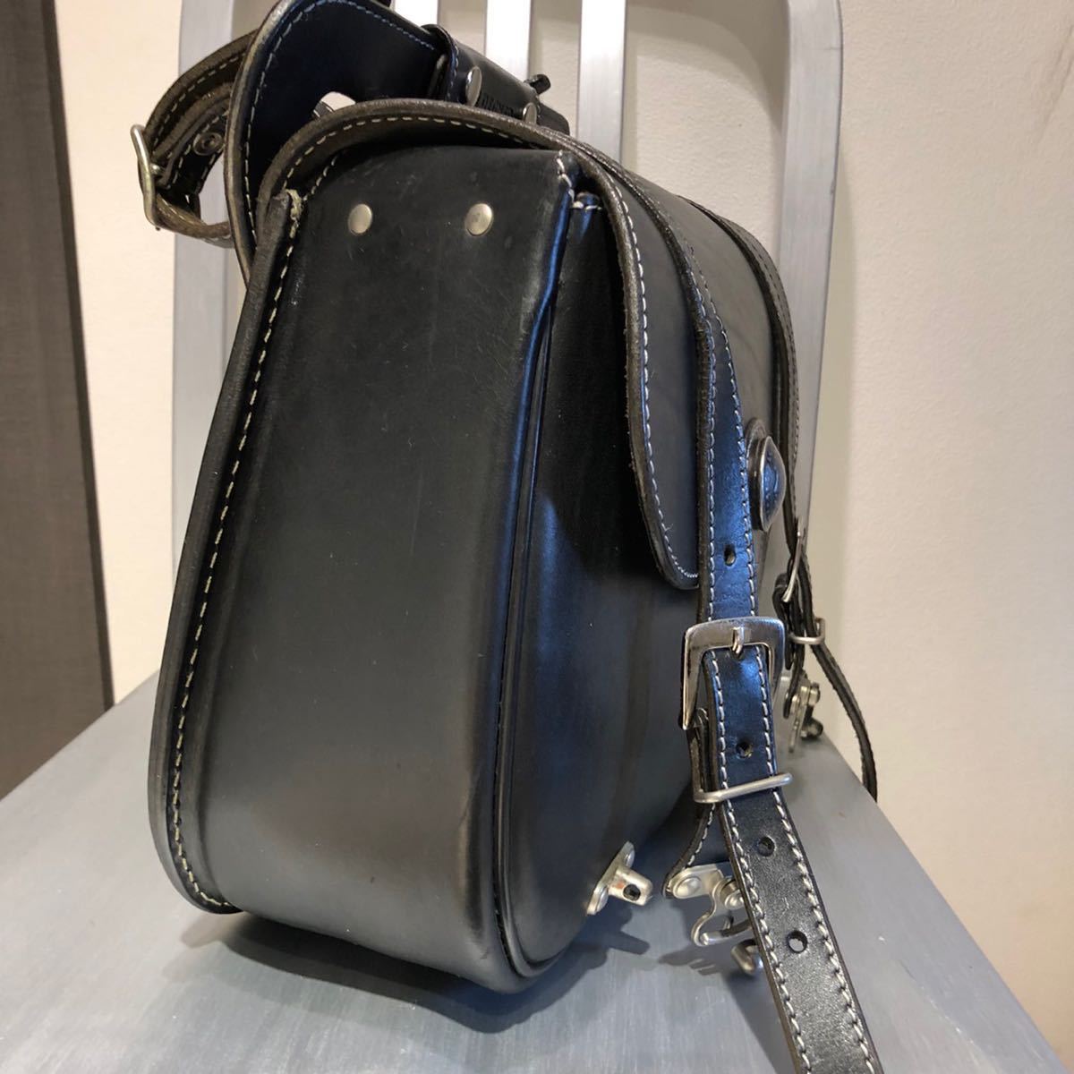 即決】美品 本革 DEGNER サドルバッグ コンチョ付 デグナー サイド