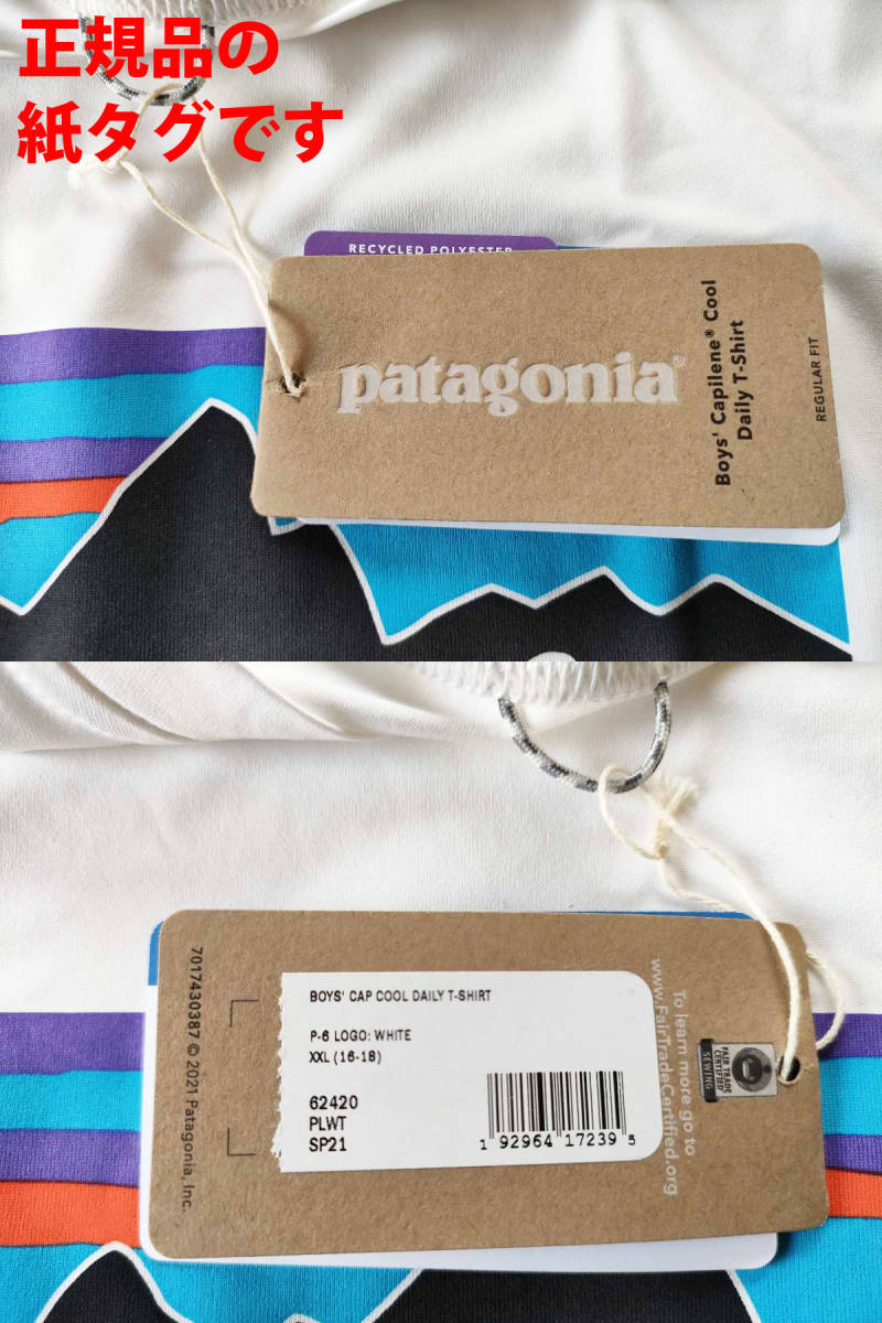 レディースL 新品正規品パタゴニア ボーイズXXL キャプリーン クール デイリーTシャツ 白 ホワイト 62420 半袖 PATAGONIA P-6 ロゴ