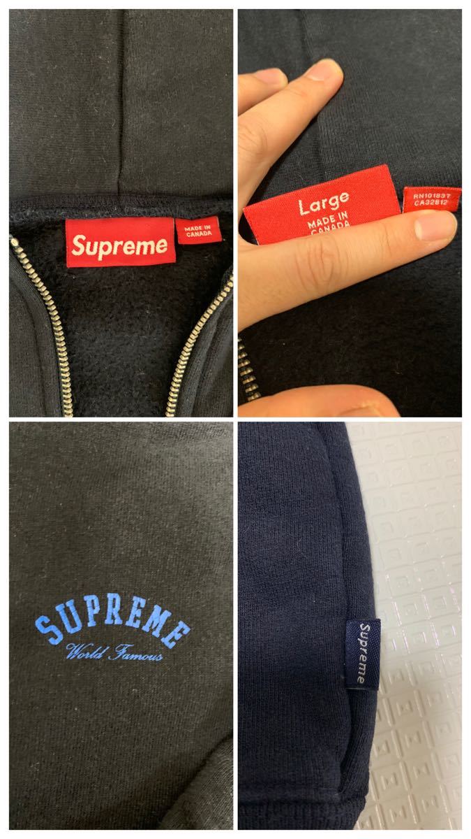 シュプリーム Supreme カナダ製 ネイビー 紙タグ 2000年初期 希少-