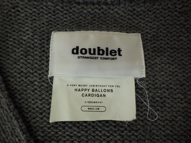 【doublet ダブレット】Happy Ballons Cardigan ハッピーバルーンカーディガン ライトグレー M 21SS39KN47 古着_画像8