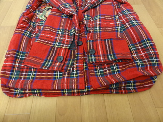 【SAPEur サプール】ドラゴン刺繍 OVER CPO JACKET RED Mサイズ ●２　チェックシャツジャケット 古着_画像6