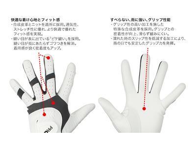 ■PRGR HIGH GRIP HAND GLOVE プロギア ハイグリップ ハンド メンズグローブ x 2枚【22cm/BK】PG-319『すべらない、雨に強い』_画像5