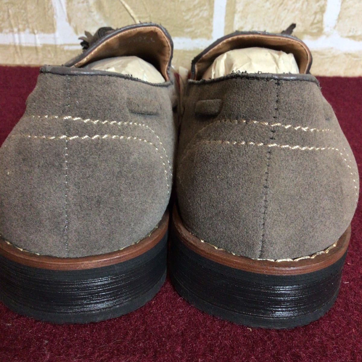 [ распродажа! бесплатная доставка!]A-156 glabella! кисточка Loafer!L!27.5cm! замша! мужской обувь! туфли без застежки! серый серия! новый товар! не использовался! есть перевод!