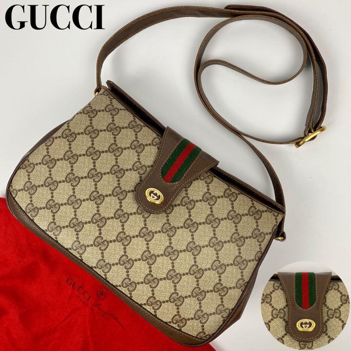 美品□GUCCI オールドグッチ ショルダーバッグ シェリーライン GG柄