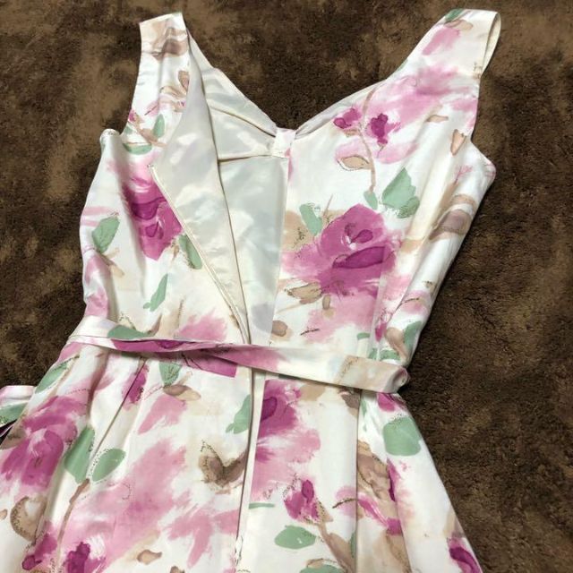 シルクローラアシュレイ 花柄 ワンピース 水彩画風 りぼん
