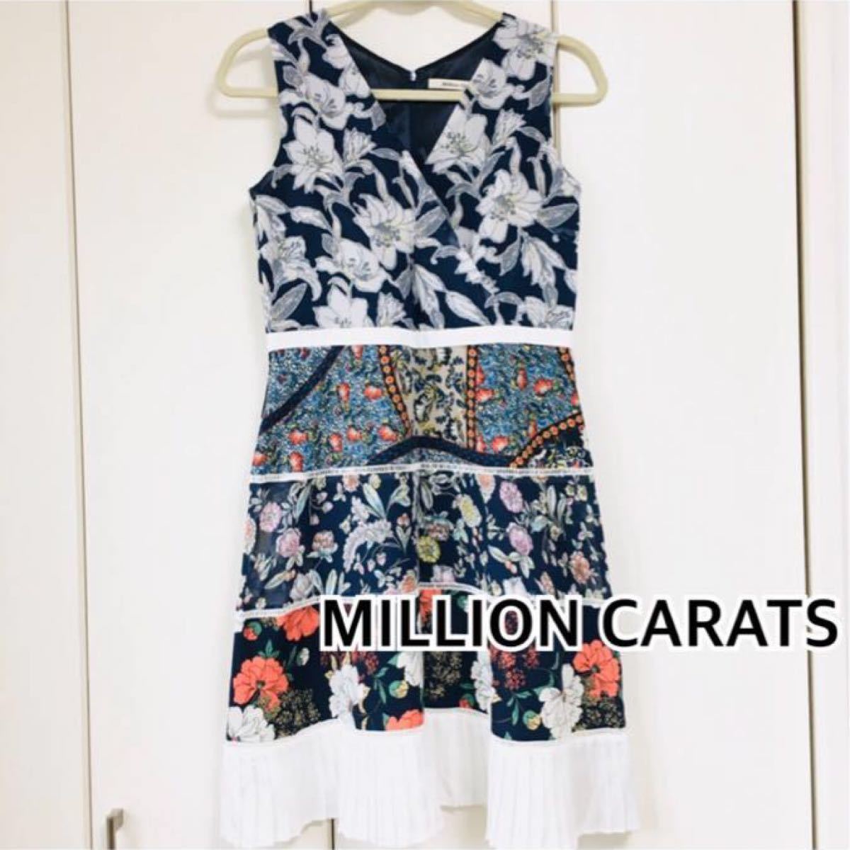 Million Carats/ミリオンカラッツ 花柄パッチワーク　膝丈ワンピース