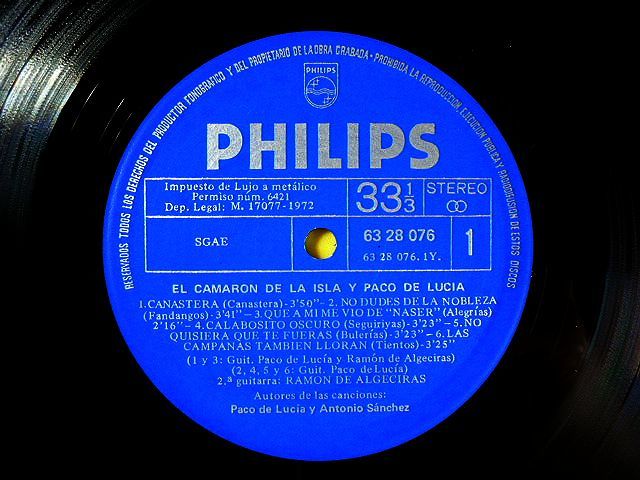 LP*El Camaron De La Isla Y Paco De Lucia/Canastera 63 28 076 Испания запись *ka marron *te*la* стул la&pako*te*rusia, запись 12