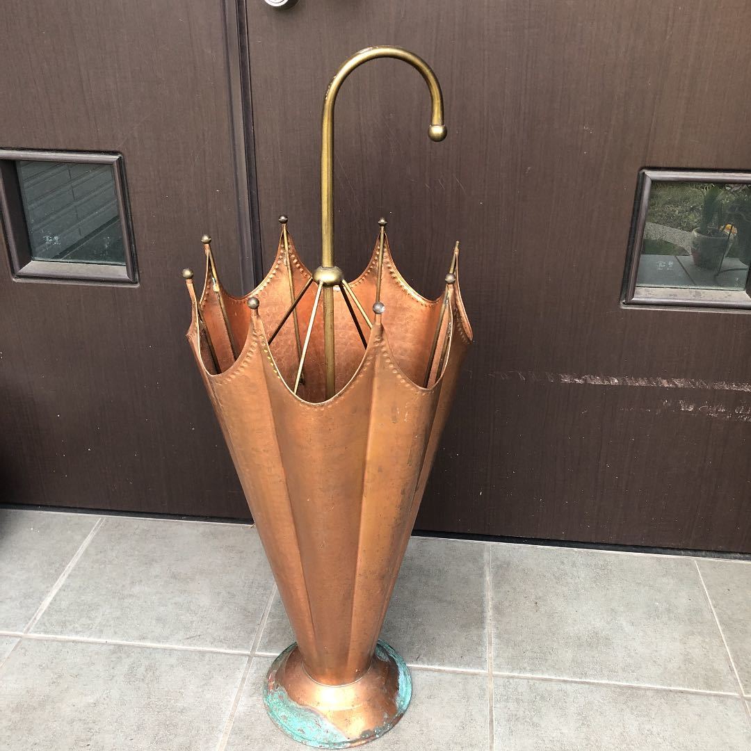 イタリア製　アンティーク品　傘立て　アンブレラ　銅製