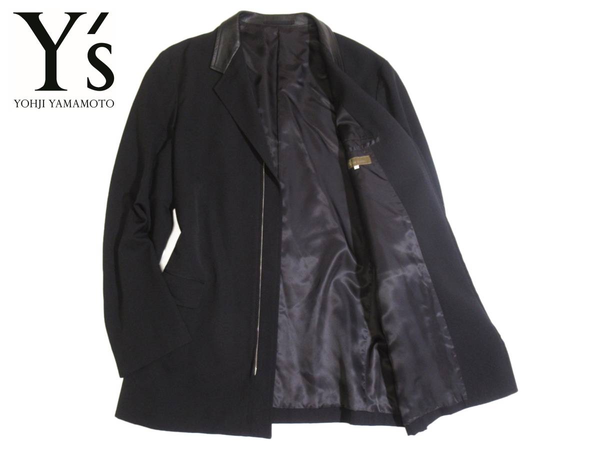 Y's for men Yohji Yamamoto ワイズ ヨウジヤマモト レザー衿 ロング
