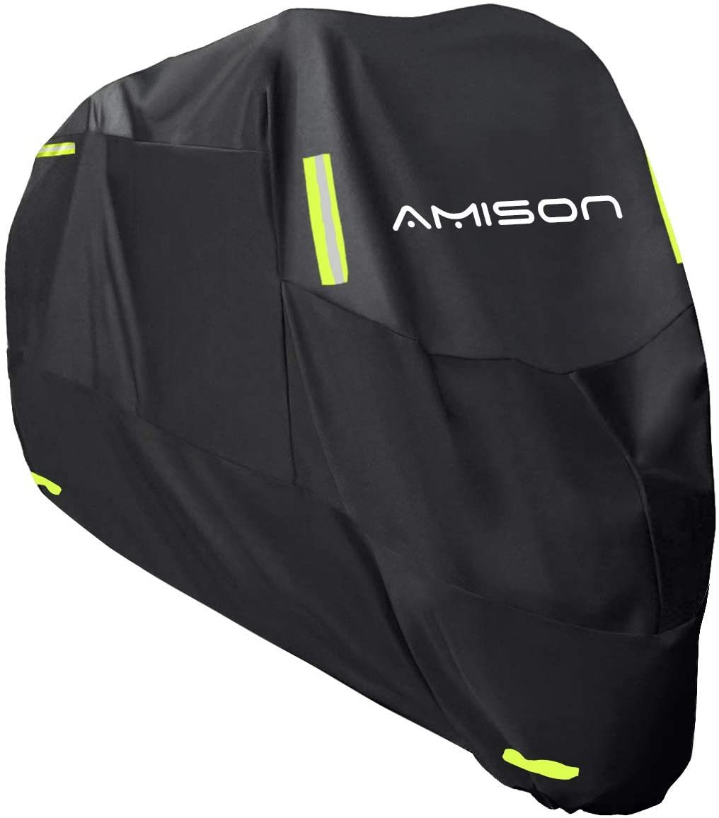 BRE1204_ Amison バイクカバー 300D厚手 二重塗装 防水 紫外線防止 バイク用車体カバー 盗難防止 収納バッグ付き(XL)_画像1