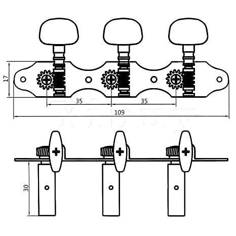 Yibuy 3L 3R ゴールド ギター用マシンヘッド ギター用ロトマチックペグ ボタン_画像4