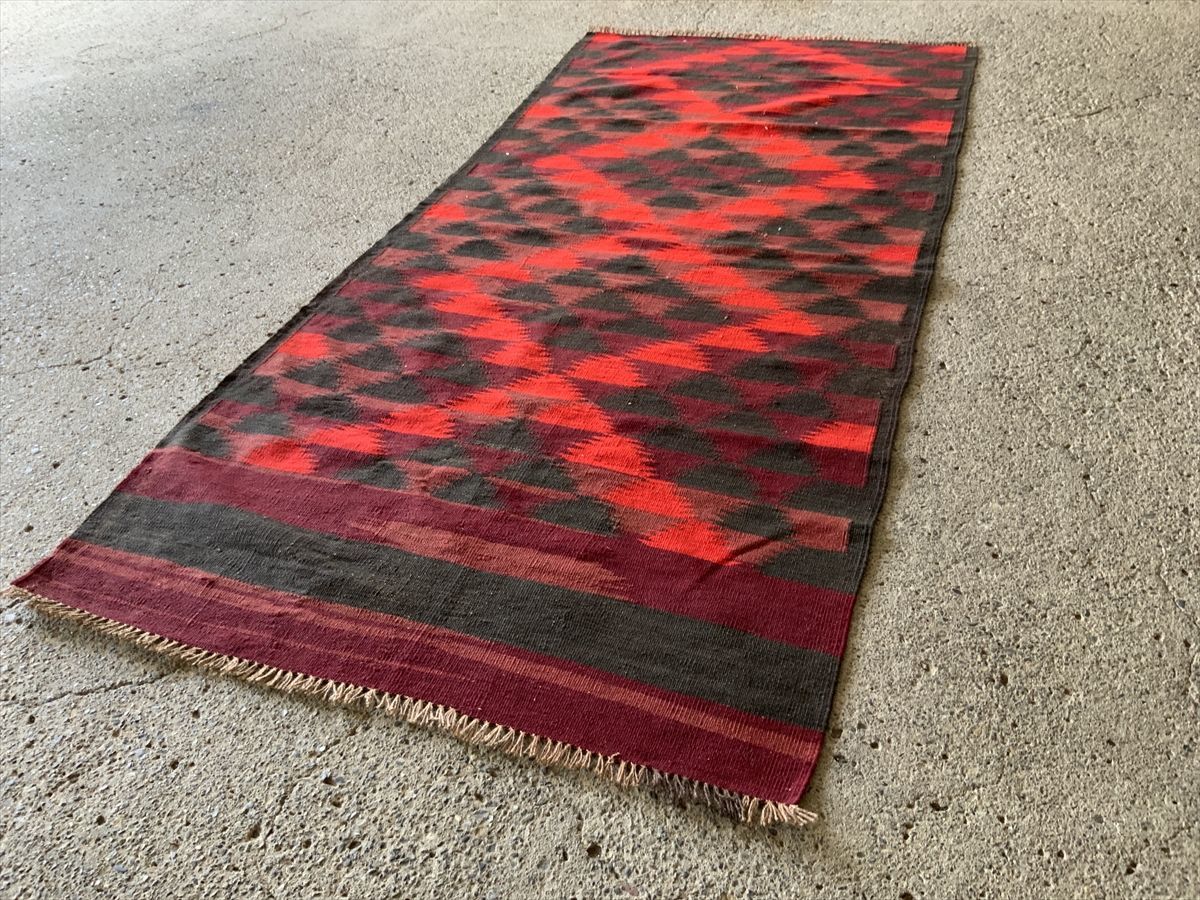 253×115cm アフガニスタン・マイマナ産 キリム ラグ アンティーク家具