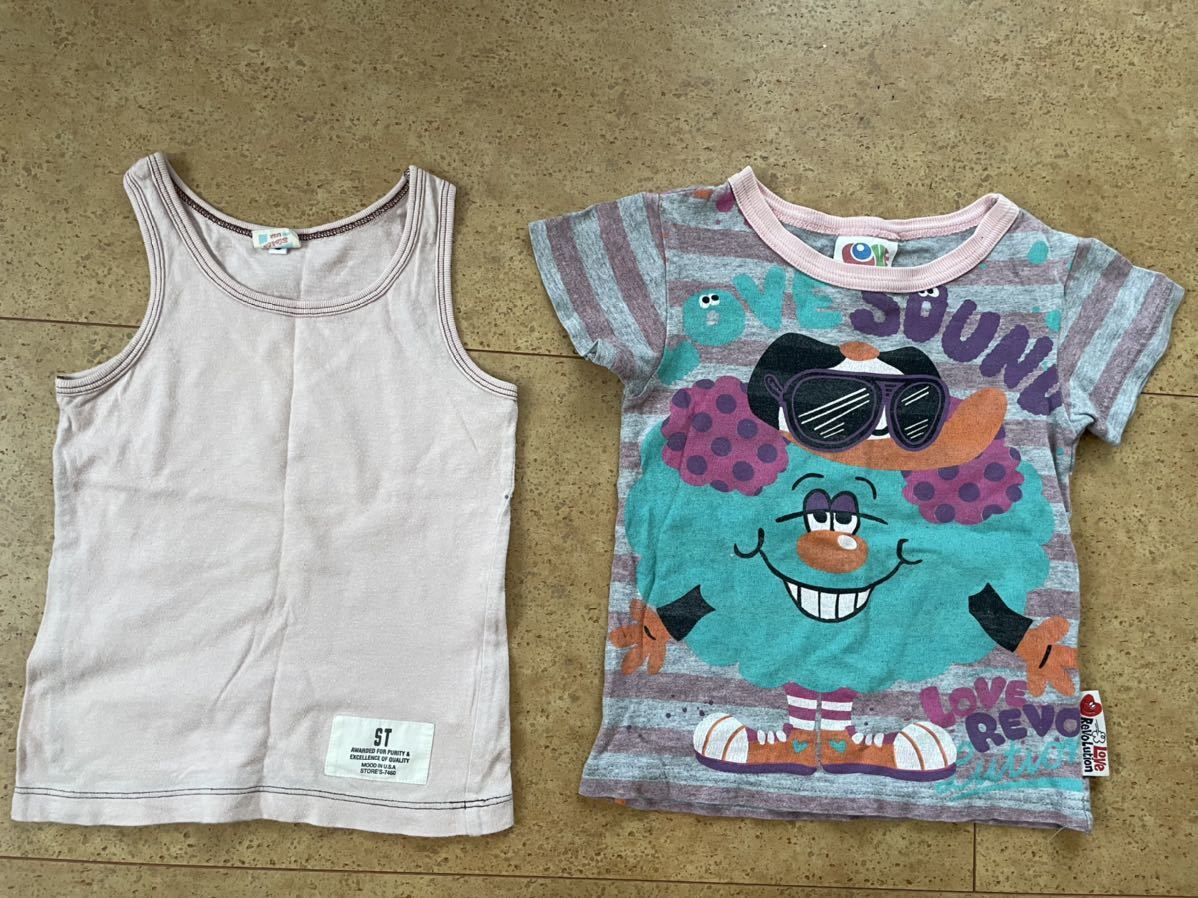 女の子2枚セット美品ラブレボ半袖Tシャツとストアーズタンクトップ100ノースリーブ保育園幼稚園_画像1