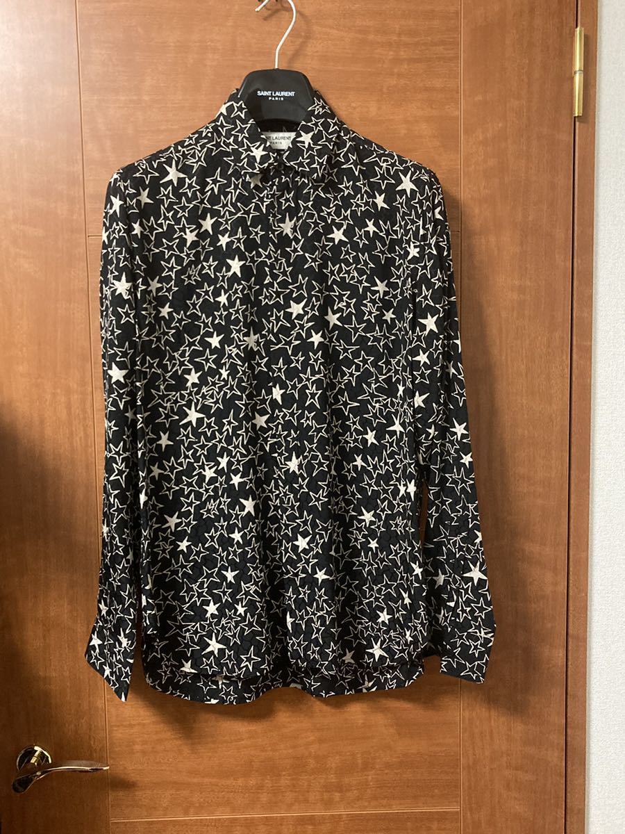サンローラン シルク スター シャツ 美品 長袖 サンローラン シルク スター シャツ 美品 長袖