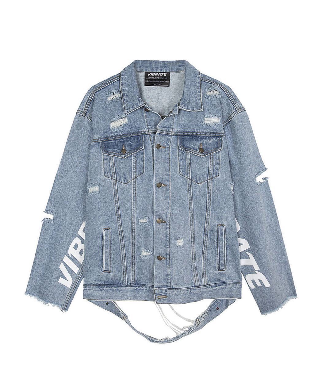 韓国 Vibrate ダメージデニム ジャケット デニムジャケット DENIM www