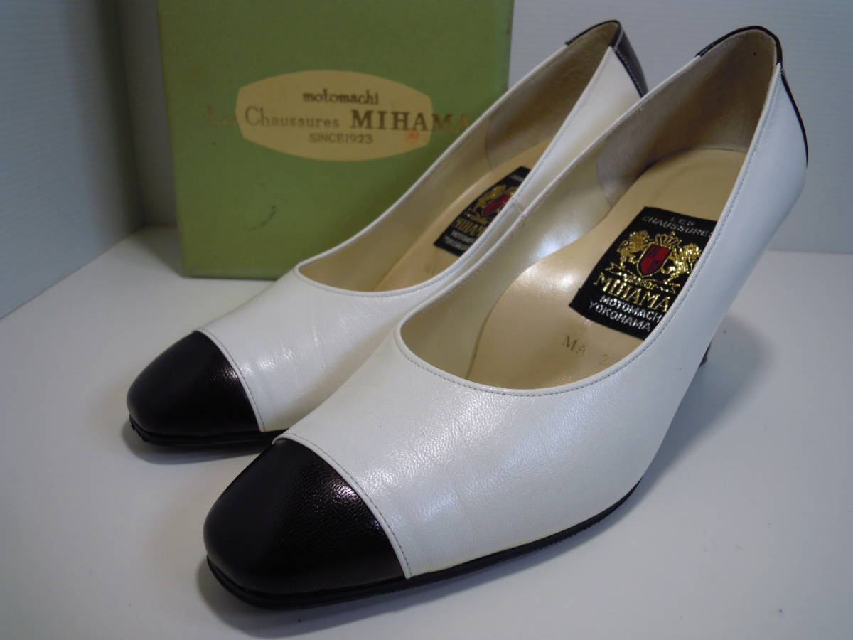 MIHAMAmi - ma натуральная кожа комбинированный туфли-лодочки размер 23.5cm сделано в Японии 