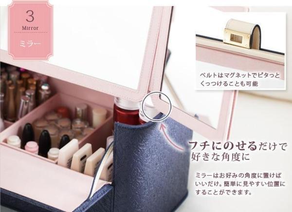  cusomize make-up box [ wide ] three surface mirror attaching / navy 