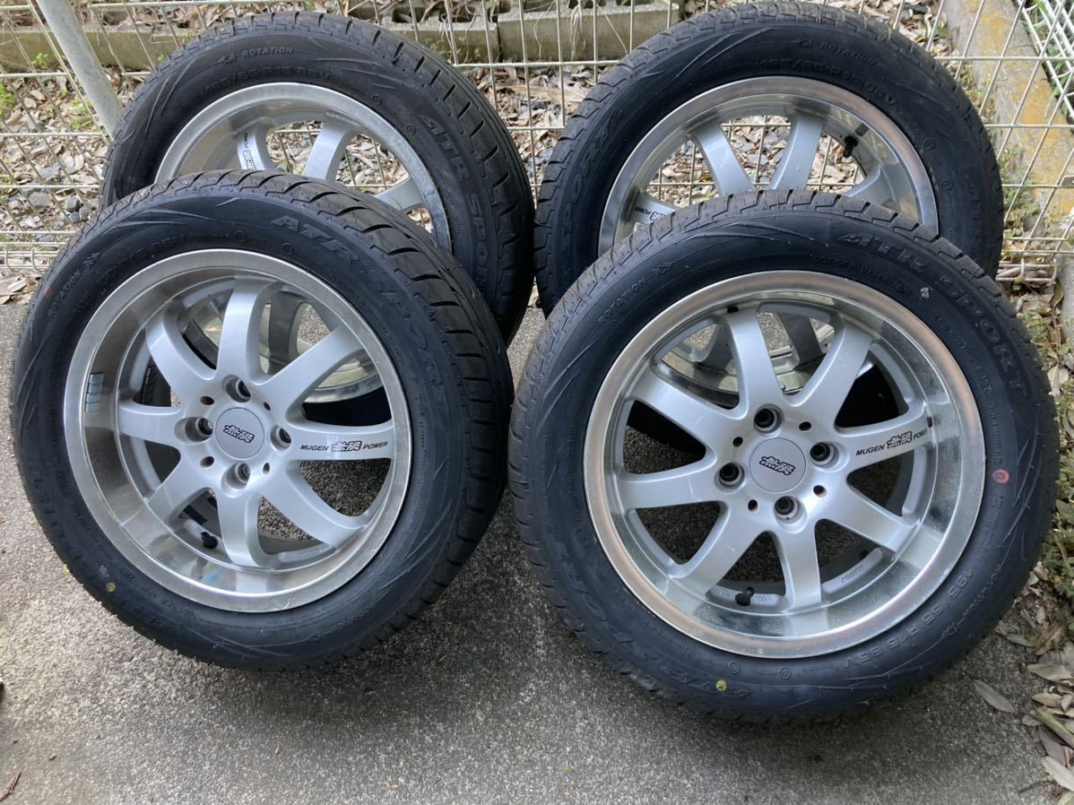  【中古】mugen無限power MUGEN NR 15インチ 6.5J+45 PCD100/4H ATR SPORTS ATR RADIAL ATR SPORT2 195/55R15 4本セット タイヤほぼ新品！_画像1