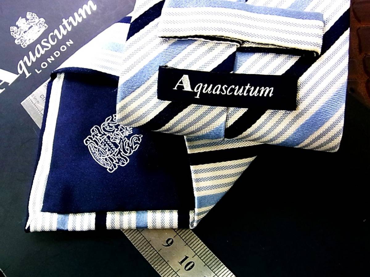 0E1235N*USED average * Aquascutum [ stripe ] necktie 