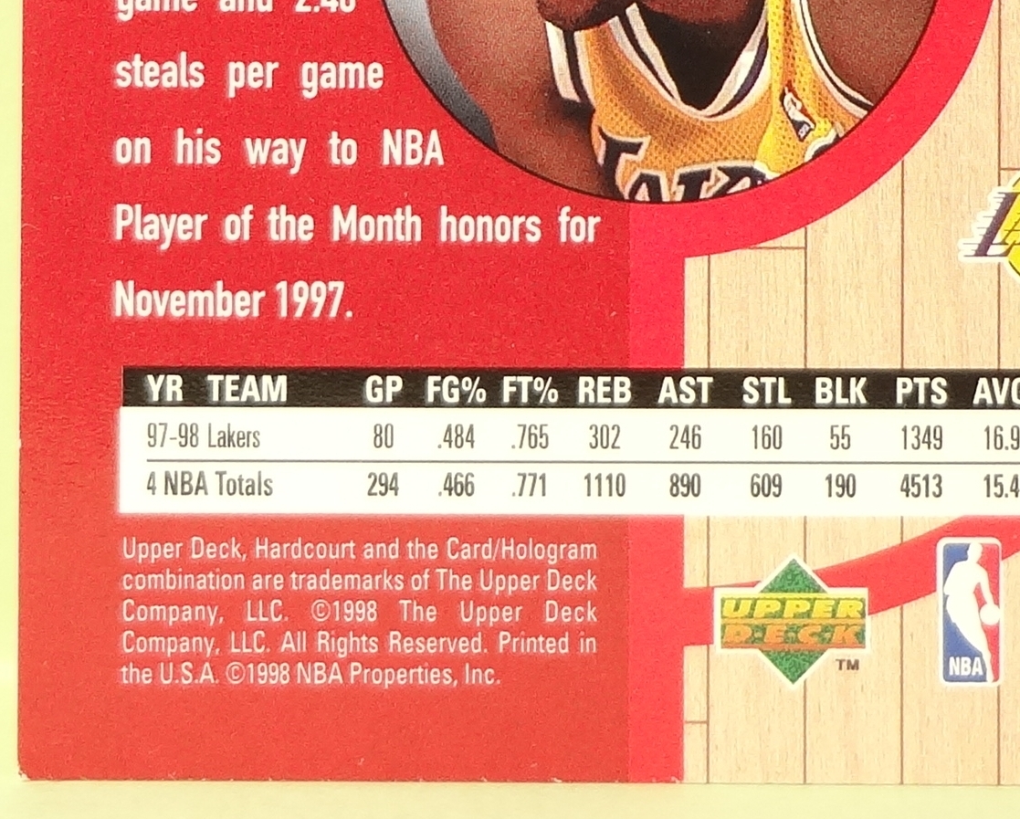 NBA　エディー・ジョーンズ 1998 UPPER DECK　HARDCOURT EDDIE JONES_角が白い