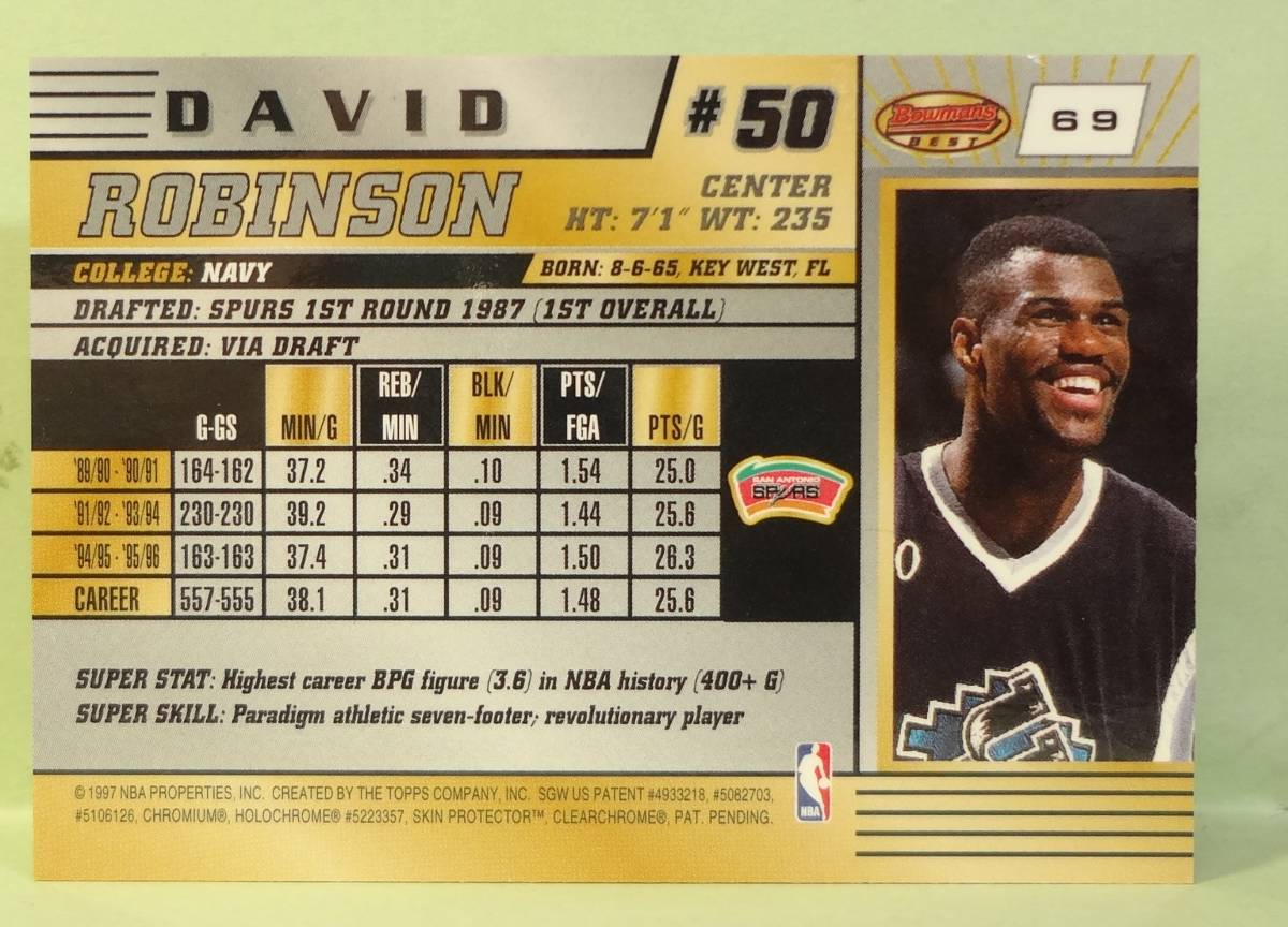 NBA デビッド・ロビンソン 1997 Bowman's Best DAVID ROBINSON_画像4