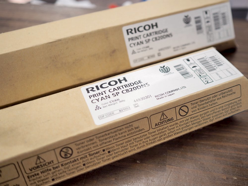 訳アリ 未使用品 RICOH/リコー プリントカートリッジ トナーカートリッジ CYAN SP C820DNS ２本セット _画像1