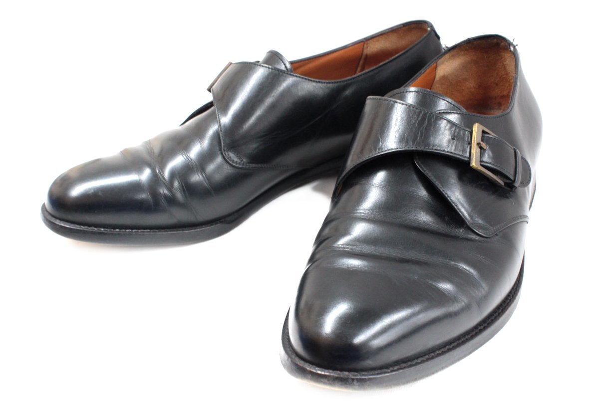 Salvatore Ferragamo/サルヴァトーレ フェラガモ シングルモンク ストラップ 革靴 24.5cm～25cm イタリア製 ブラック ビジネスシューズ 靴 - 2