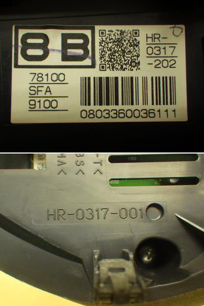 ◎28,141km◎ ホンダ ライフ DBA-JB5 スピードメーター (8B) (78100 SFA 9100) (HR-0317-202) (HR-0317-001)_画像7