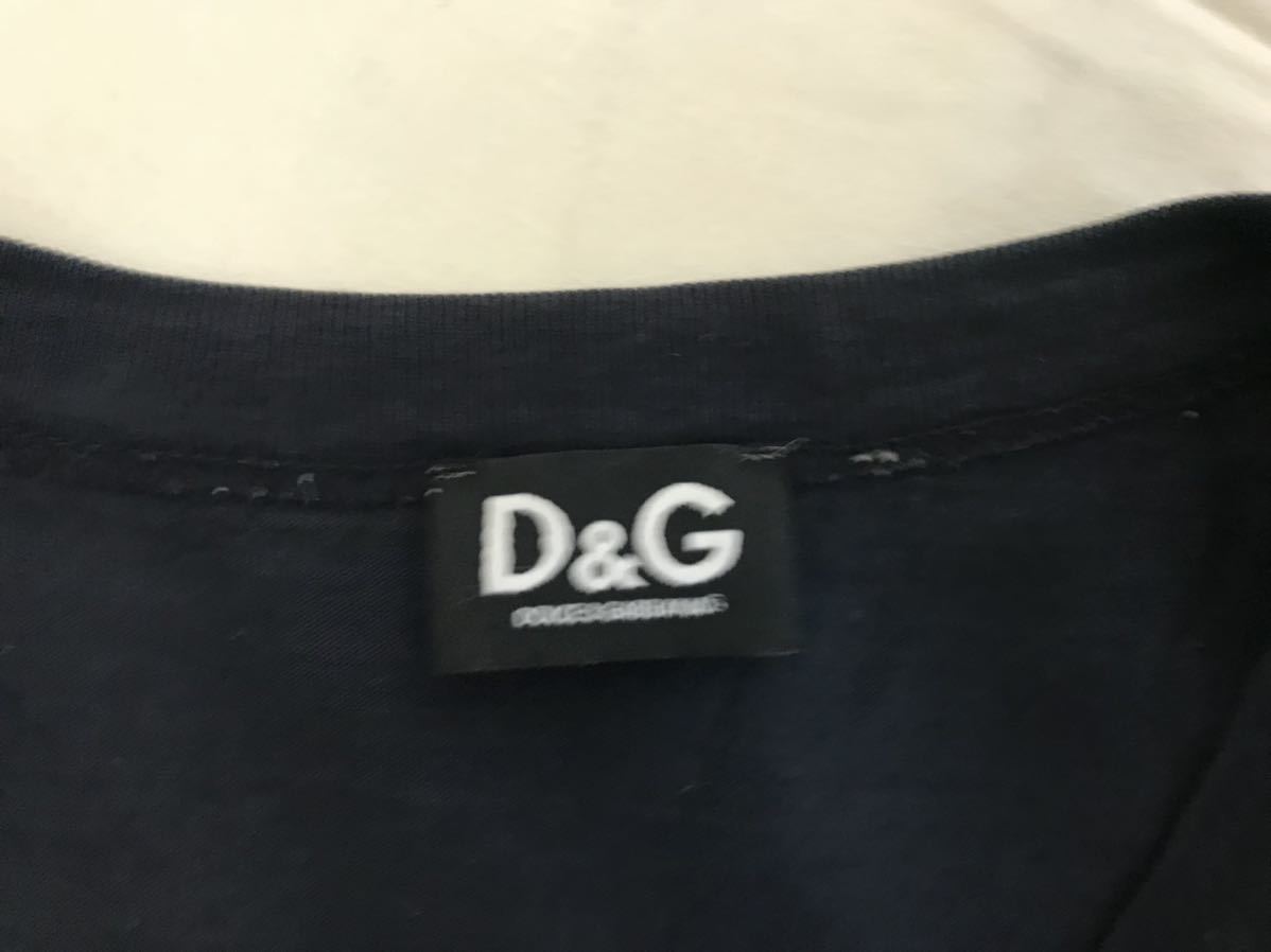 本物ドルチェ&ガッバーナD&G DOLCE&GABBANAコットンプリント半袖Tシャツアメカジサーフビジネスメンズ紺ネイビー46Mイタリア製_画像5